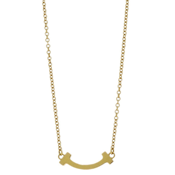 Tiffany & Co. T Smile Pendant Necklace 18K Yellow Gold Small