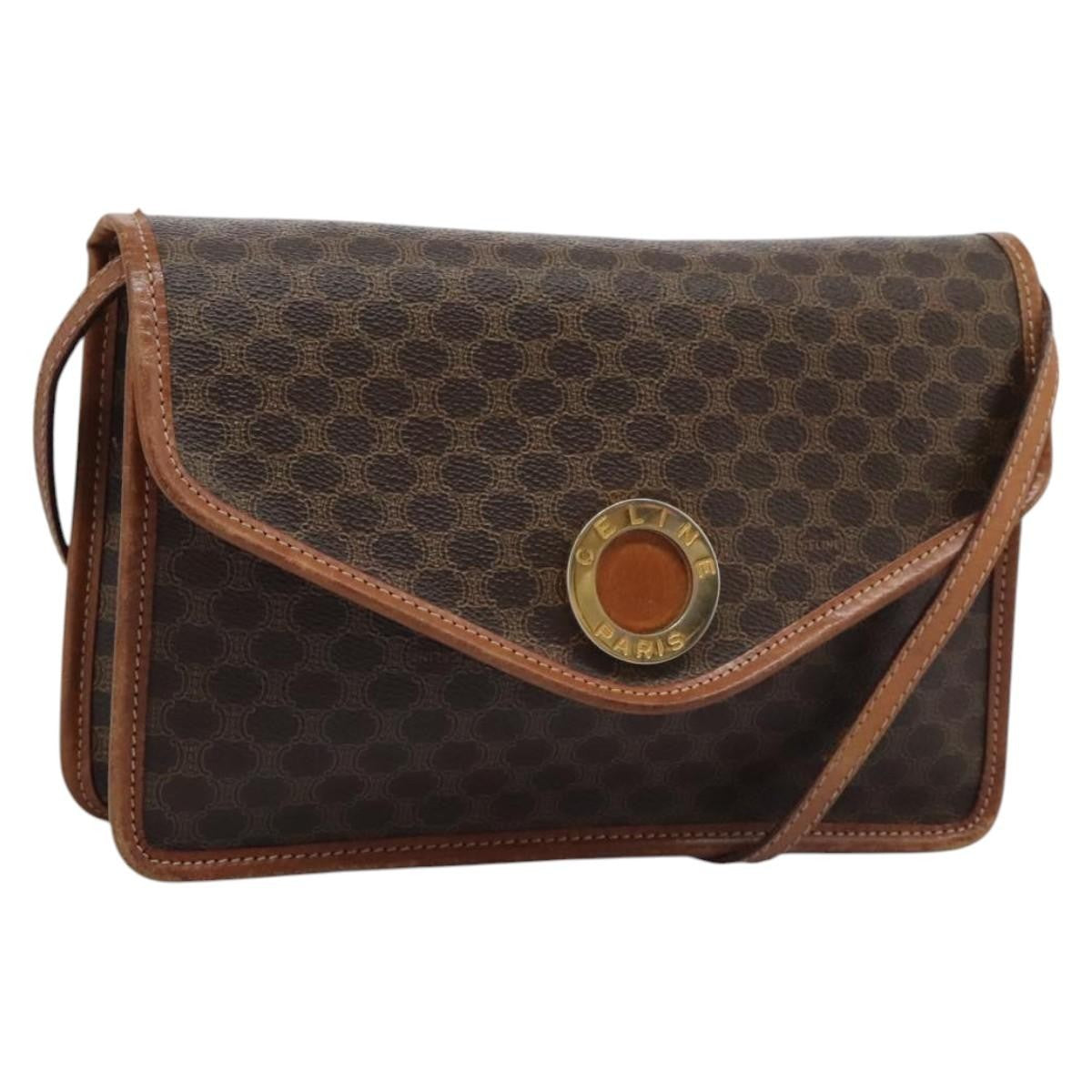 Celine Vintage Macadam Circle Logo Shoulder Bag Canvas and Leather - image 1