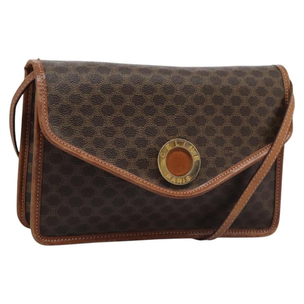 Celine Vintage Macadam Circle Logo Shoulder Bag Canvas and Leather - image 1