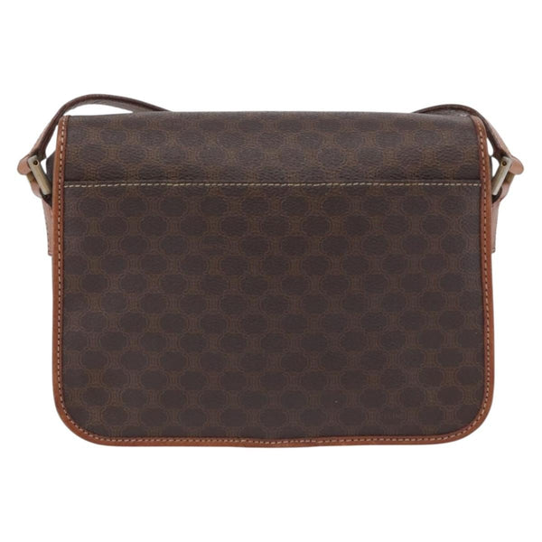 Celine Vintage Macadam Circle Logo Shoulder Bag Canvas and Leather
