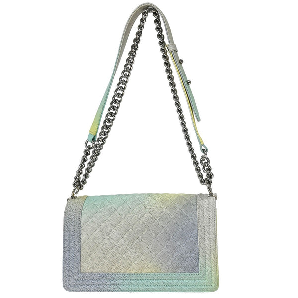 Chanel Rainbow Boy Flap Bag Quilted Painted Caviar Old Medium