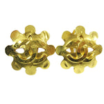 Chanel Vintage CC Flower Cutout Round Clip-On Earrings Metal - image 1