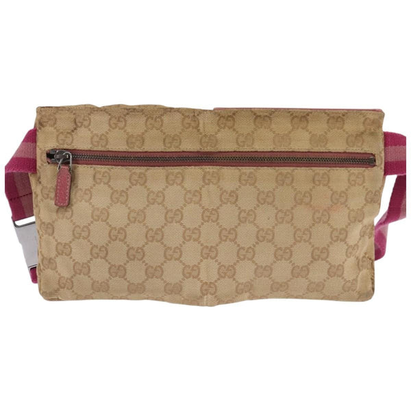 Gucci Vintage Double Belt Bag GG Canvas with Leather Small