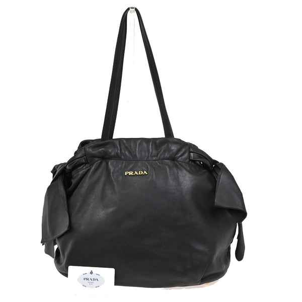Prada Bow Tie Pleated Tote Leather Large - image 1