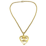 Chanel CC Heart Pendant Necklace Metal - image 1