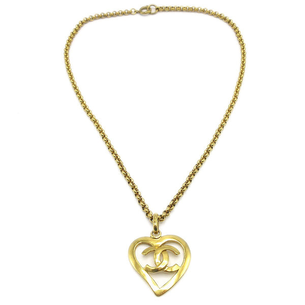 Chanel CC Heart Pendant Necklace Metal - image 1