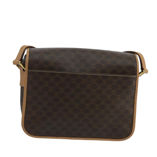 Celine Vintage Macadam Circle Logo Shoulder Bag Canvas and Leather