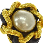Chanel Vintage Round Clip-On Earrings Metal with Faux Pearl - image 2