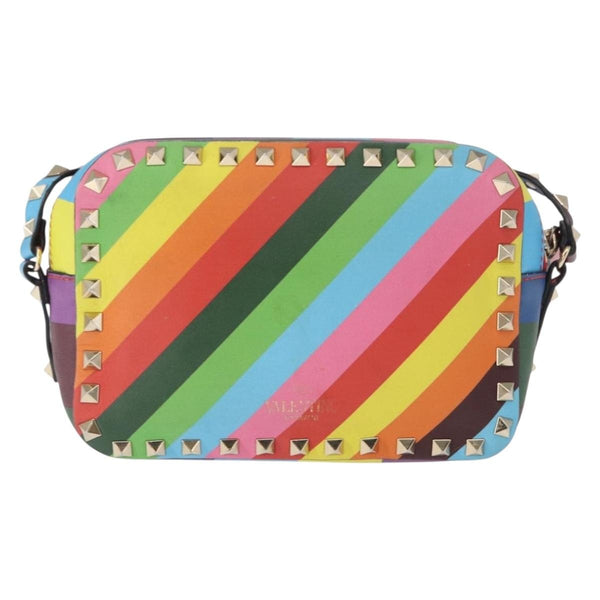 Valentino Garavani Rockstud 1973 Camera Crossbody Bag Striped Leather