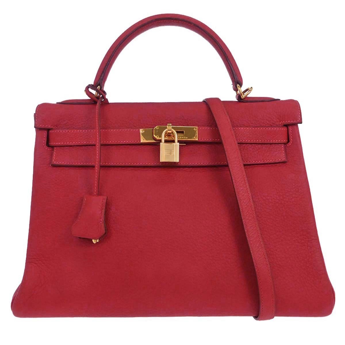 Hermes Kelly Handbag Red Togo with Gold Hardware 32 - image 1