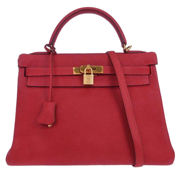 Hermes Kelly Handbag Red Togo with Gold Hardware 32 - image 1