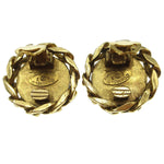 Chanel Vintage CC Round Clip-On Earrings Metal with Crystals - image 3
