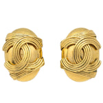 Chanel Vintage CC Button ovales Clip-On Earrings Gold-plated - image 1