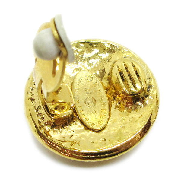 Chanel Vintage CC Round Clip-On Earrings Metal Small