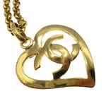 Chanel CC Heart Pendant Necklace Metal - image 3