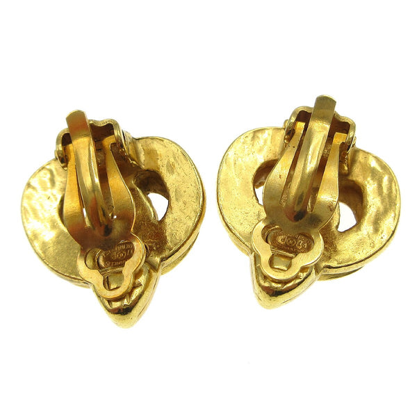 Chanel Vintage CC Heart Clip-On Earrings Metal Small