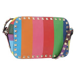 Valentino Garavani Rockstud 1973 Camera Crossbody Bag Striped Leather - image 1