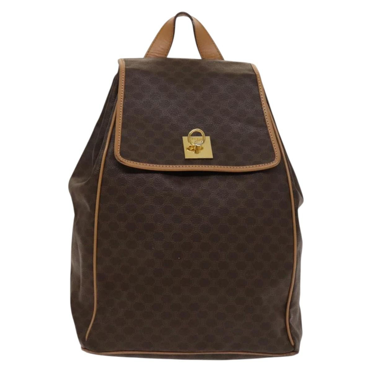 Celine Vintage Drawstring Flap Backpack Macadam Coated Canvas - image 1