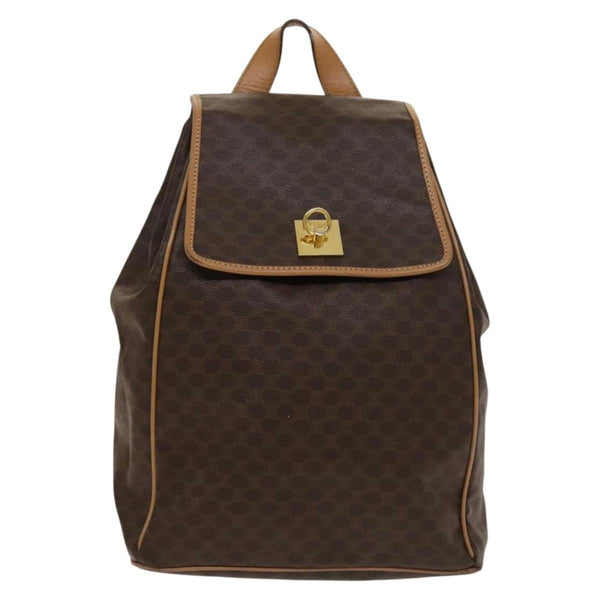Celine Vintage Drawstring Flap Backpack Macadam Coated Canvas - image 1