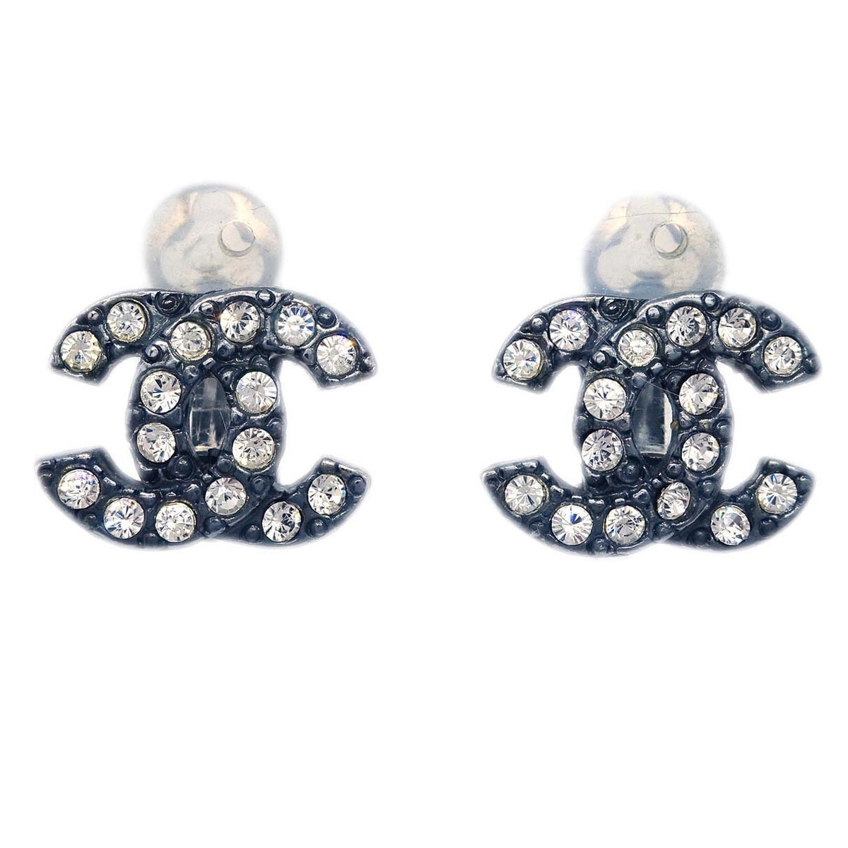 Chanel CC Clip-On Earrings Metal with Crystal - image 1