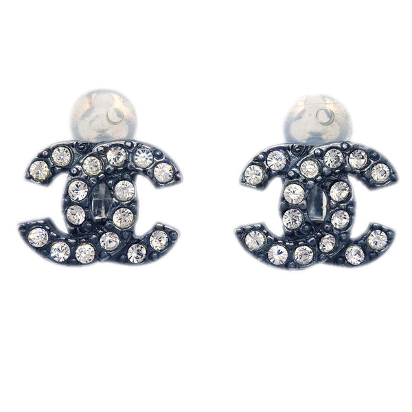 Chanel CC Clip-On Earrings Metal with Crystal - image 1