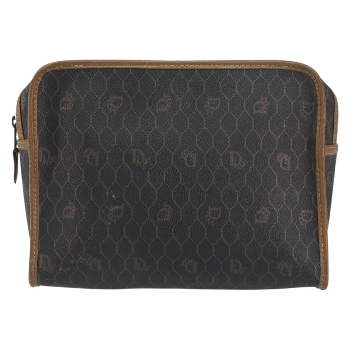 Christian Dior Vintage Honeycomb Zip Pouch Canvas and Leather - image 1