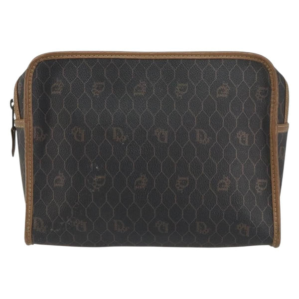 Christian Dior Vintage Honeycomb Zip Pouch Canvas and Leather - image 1