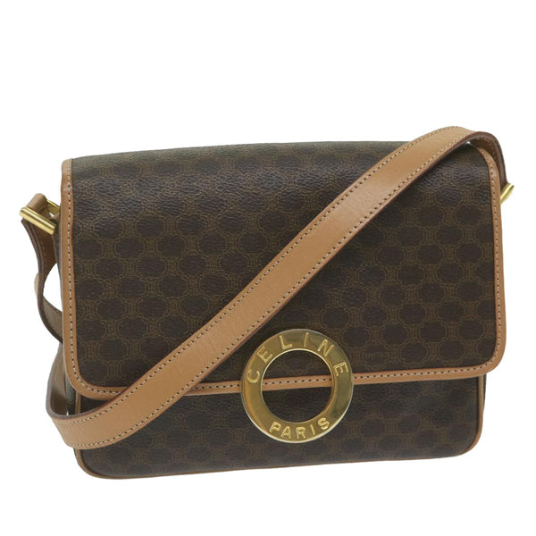 Celine Vintage Macadam Circle Logo Shoulder Bag Canvas and Leather - image 1