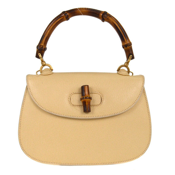 Gucci Vintage Convertible Bamboo Top Handle Bag Leather Small - image 1