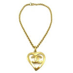 Chanel CC Heart Pendant Necklace Metal - image 1