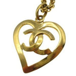 Chanel CC Heart Pendant Necklace Metal - image 2
