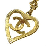 Chanel CC Heart Pendant Necklace Metal - image 3